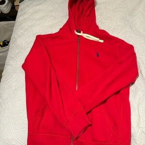 Red polo zip down